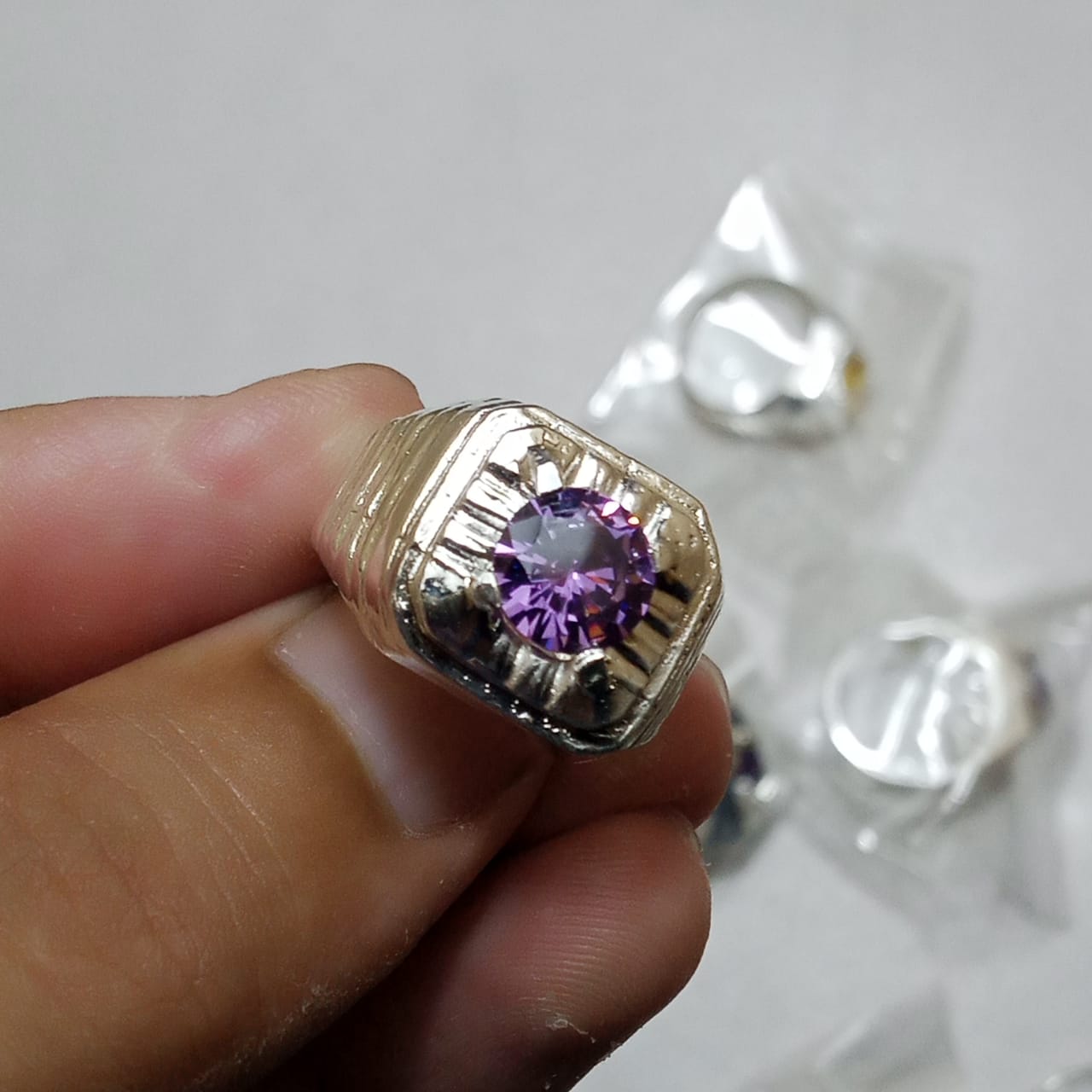 Neelam Ring | Diamond Shape Step Cut | CODE N-34