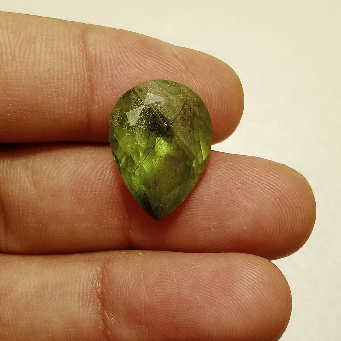 Peridot | Zabarjad stone | Pear shape | Step Cutting | 10.1 & 18.25 Carat