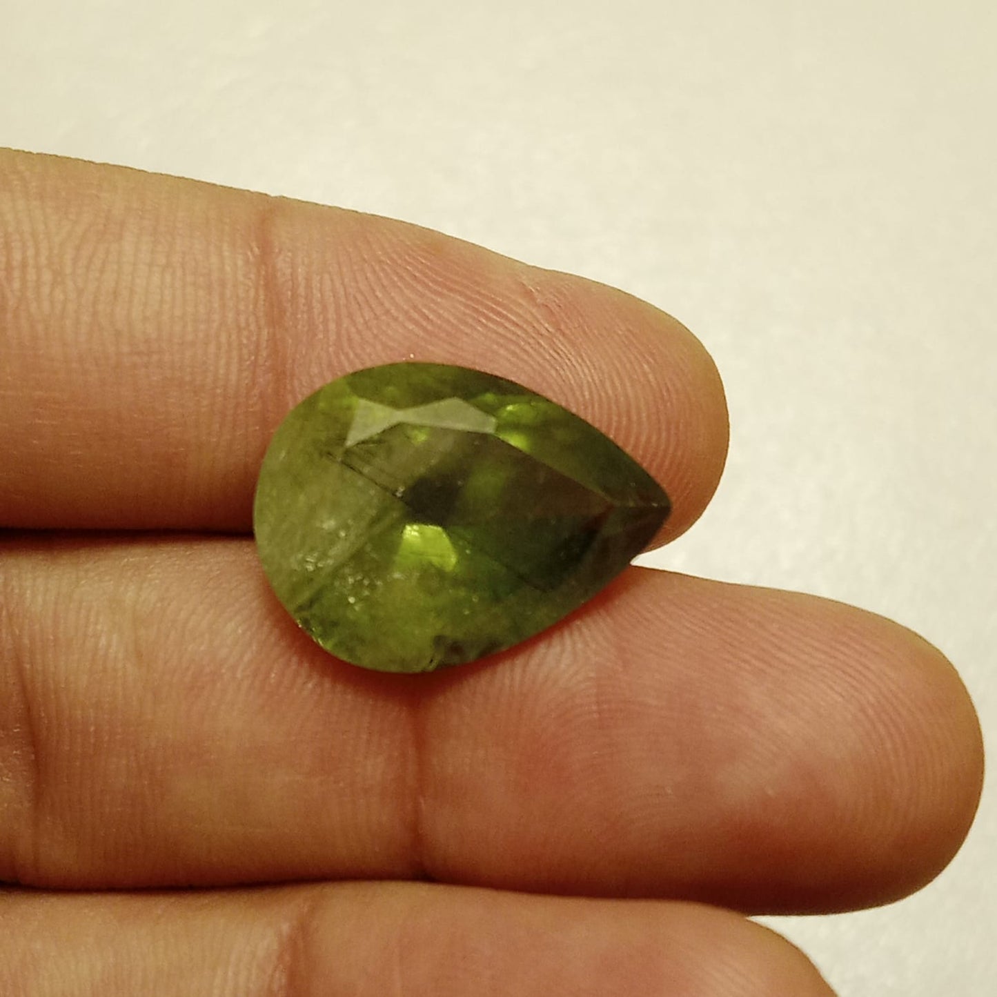 Peridot | Zabarjad stone | Pear shape | Step Cutting | 10.1 & 18.25 Carat