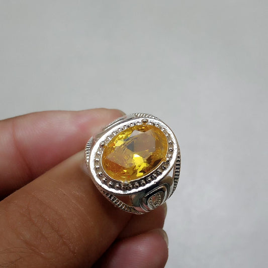 Pukhraj Ring | Turkish Designs | Yellow Sapphire Step Cut | CODE P40