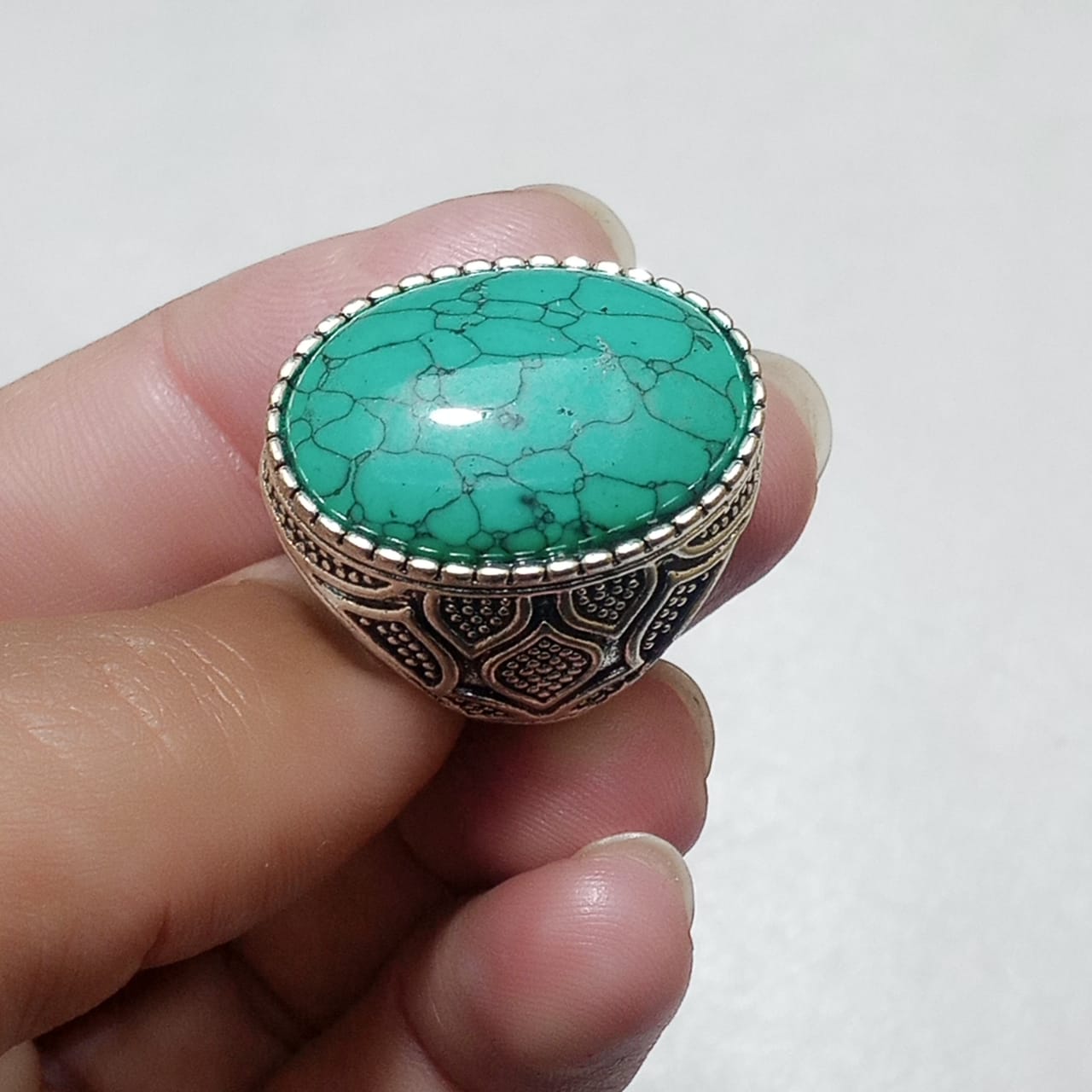 Hussaini Ferooza Ring | Cabashon Cut | Turkish Design