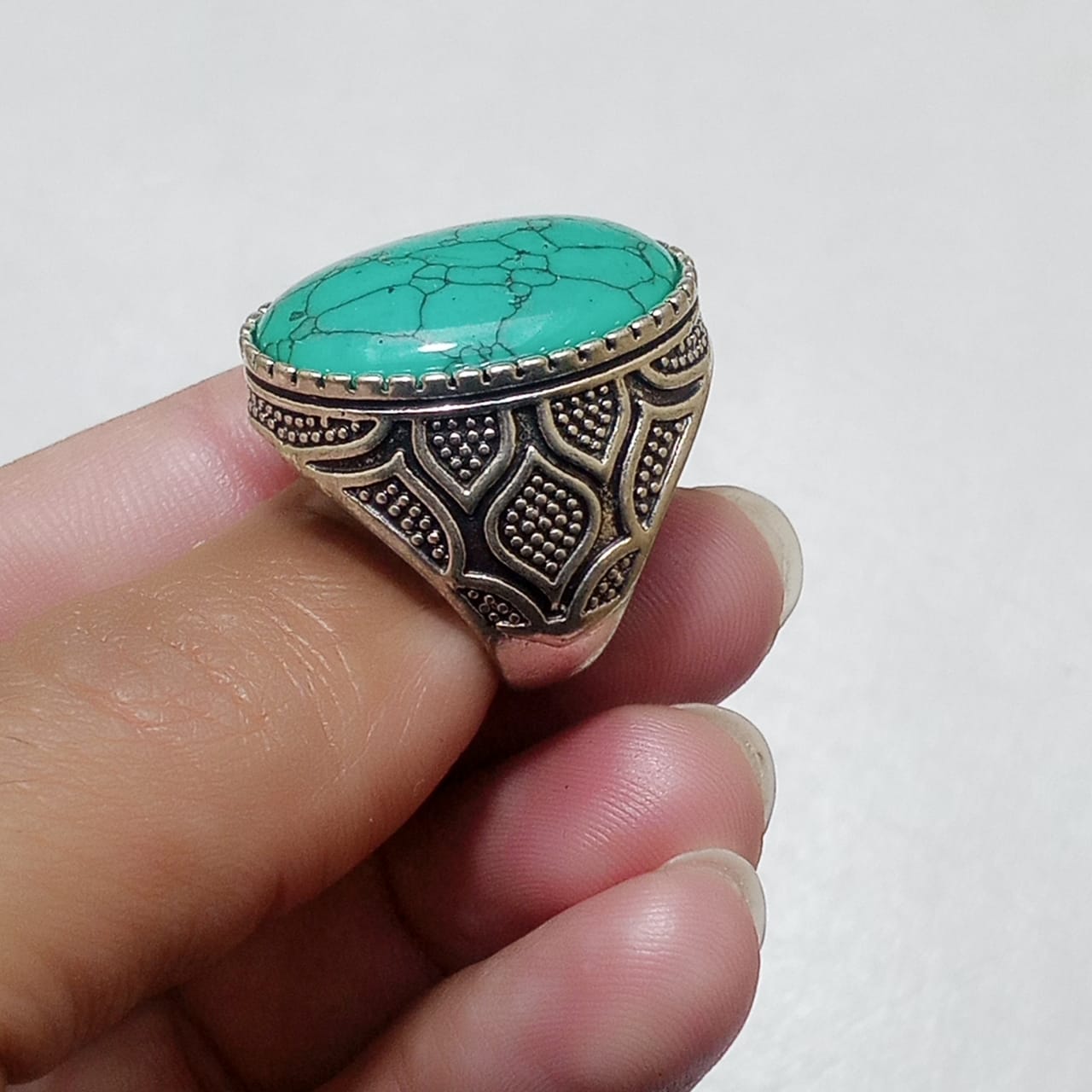 Hussaini Ferooza Ring | Cabashon Cut | Turkish Design