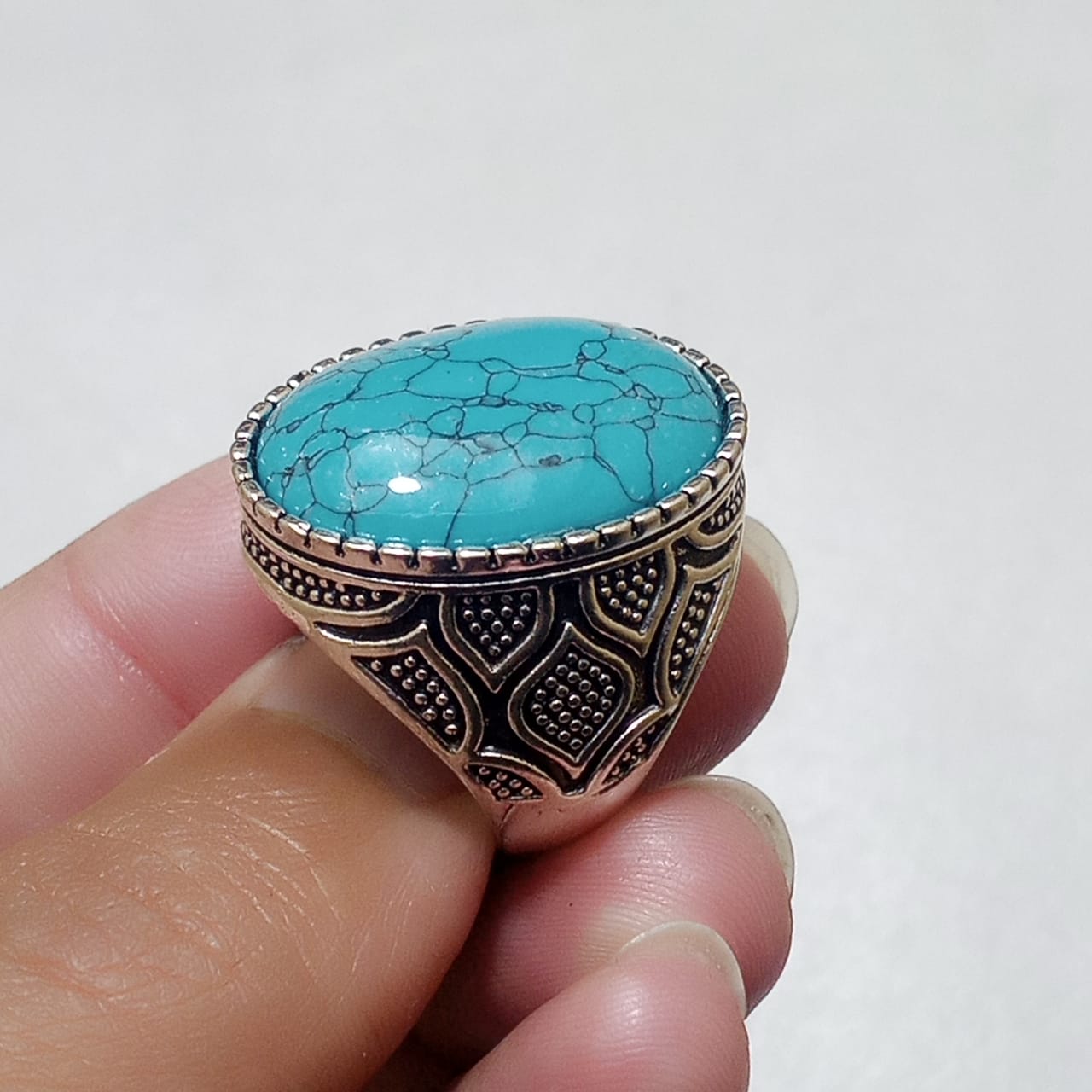 Shajri Ferooza Ring | Cabashon Cut | Turkish Design