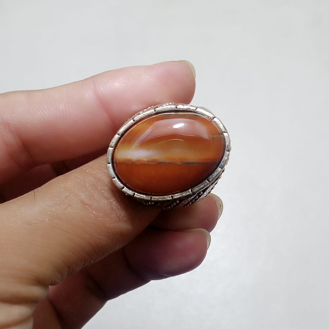 27 ct Sulaimani Aqeeq Ring | Agate Ring | Turkish style Ring