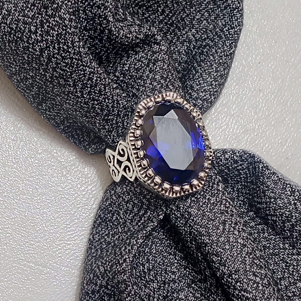 Neelam Ring | Turkish Design | Blue Stone Step Cut | CODE N-41