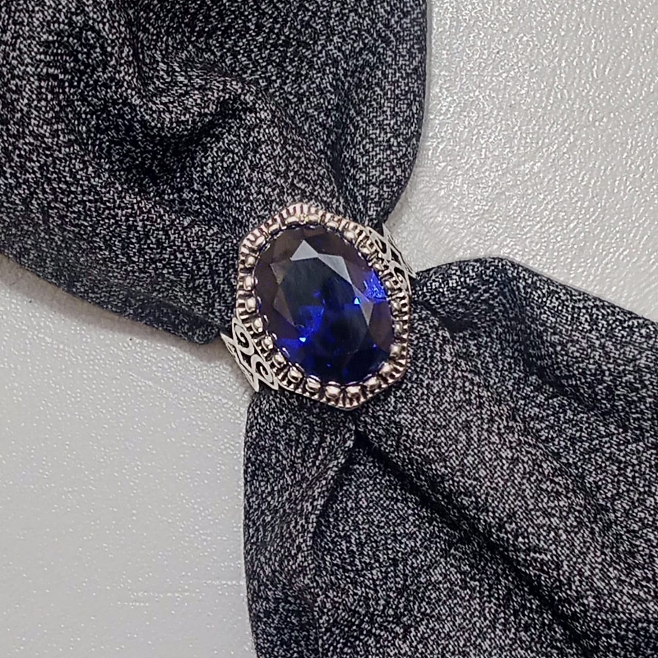 Neelam Ring | Turkish Design | Blue Stone Step Cut | CODE N-41