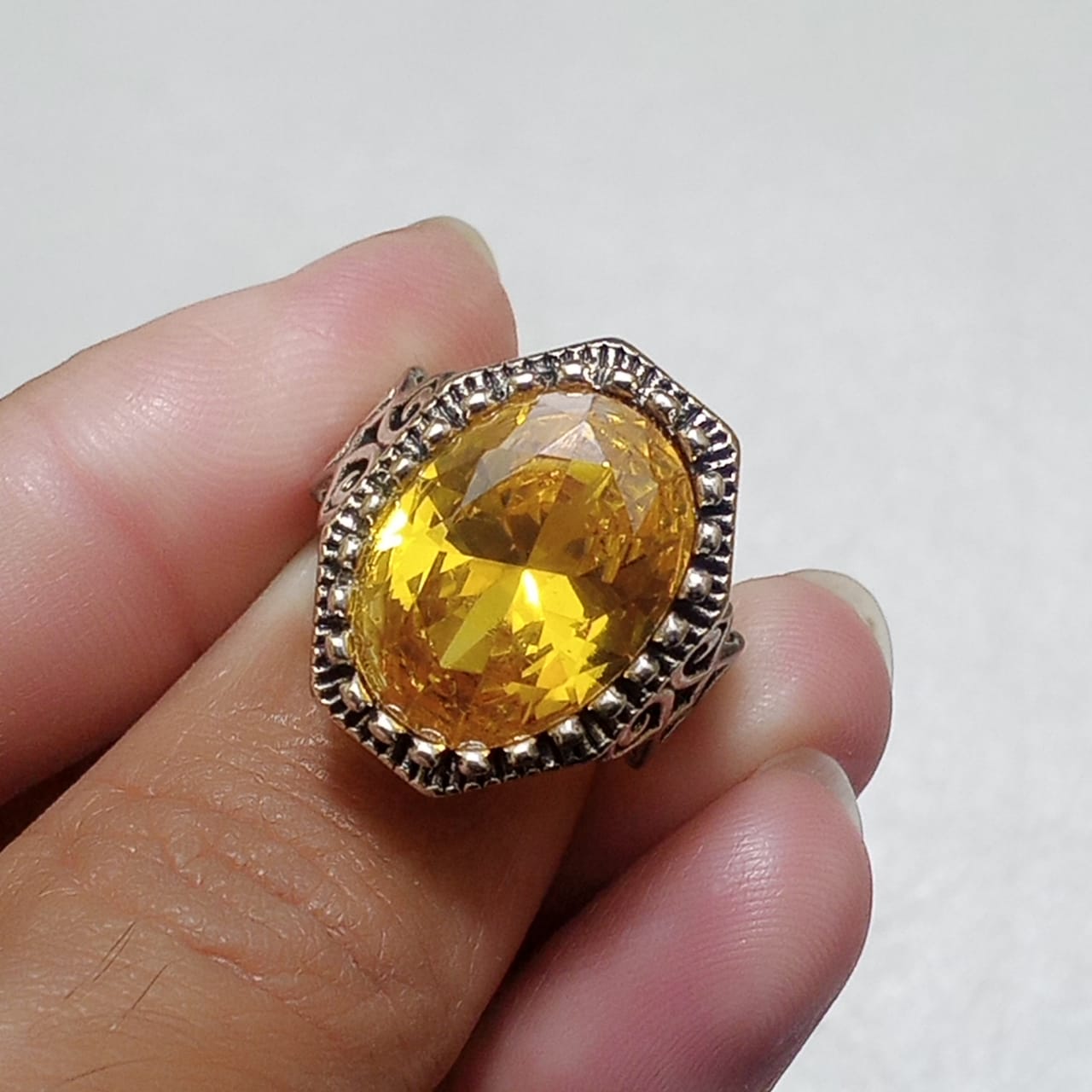 Pukhraj Ring | Turkish Designs | Yellow Sapphire Step Cut | CODE P43