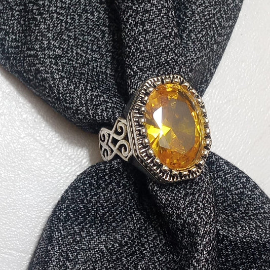 Pukhraj Ring | Turkish Designs | Yellow Sapphire Step Cut | CODE P43