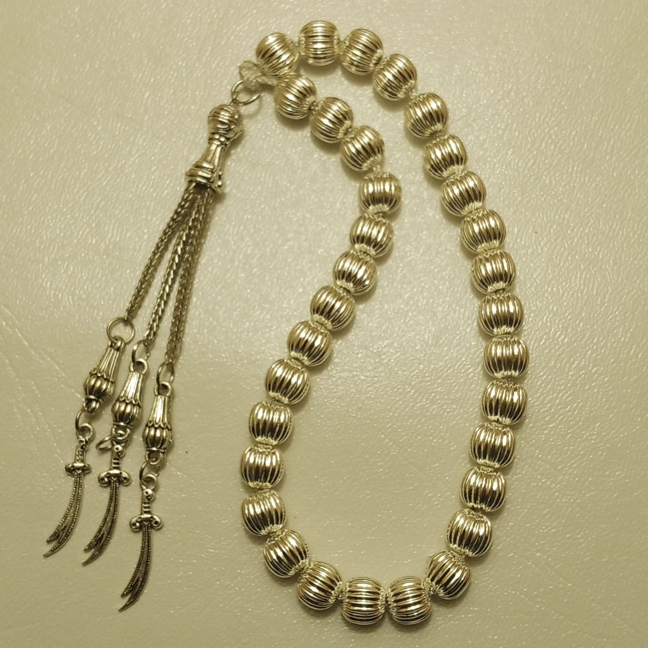 Zulfiqar Silver Tasbih | Imam Ali Sward Tasbeeh | 33 Beads | 10 mm | Free GIFT BOX