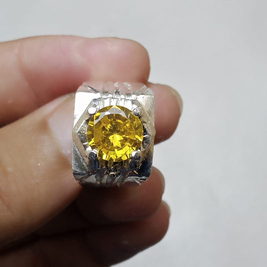 Pukhraj Ring | Diamond Shape Step Cut | CODE P31