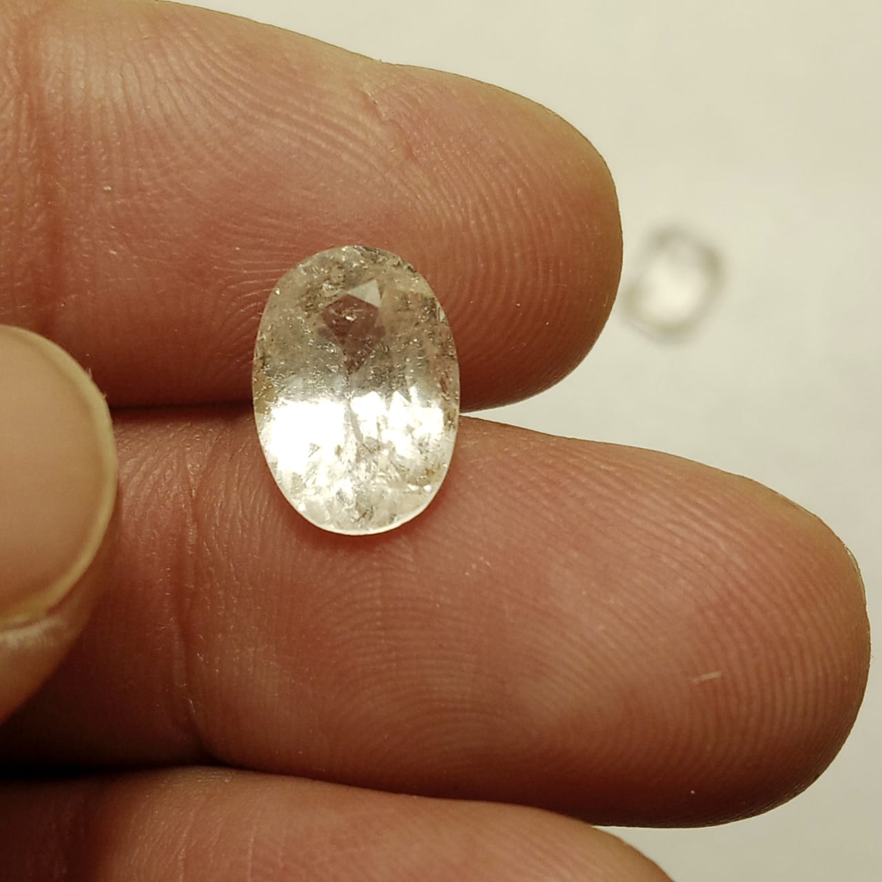White Pukhraj | White Sapphire | Oval shape | Step Cutting