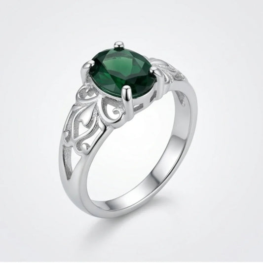 Emerald Female Ring | Step Cut Zamrud  |  CODE E-15