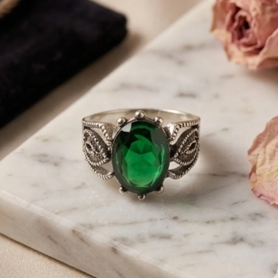 8 Carat emerald Ring | Step Cut Turkish Style Ring