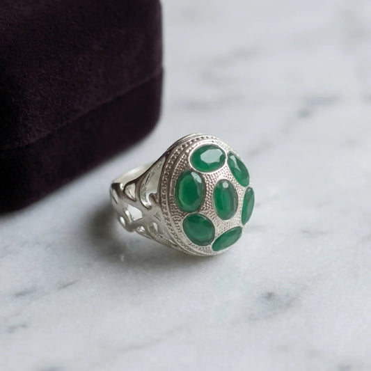 Multiple Stone Emerald Ring | Step Cut Zamrud Panna | Italian Style Ring