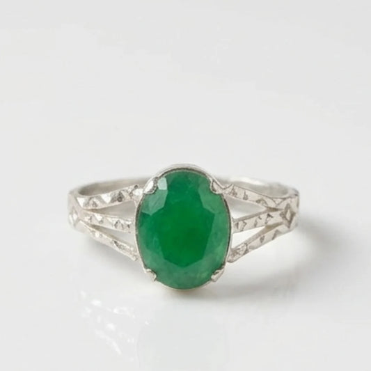 Emerald Female Ring | Step Cut Zamrud  |  CODE E-15