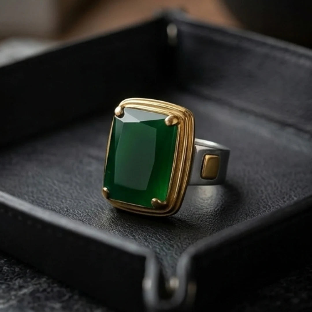 Emerald Ring | Step Cut Zamrud | Italian Style Ring | CODE E-66