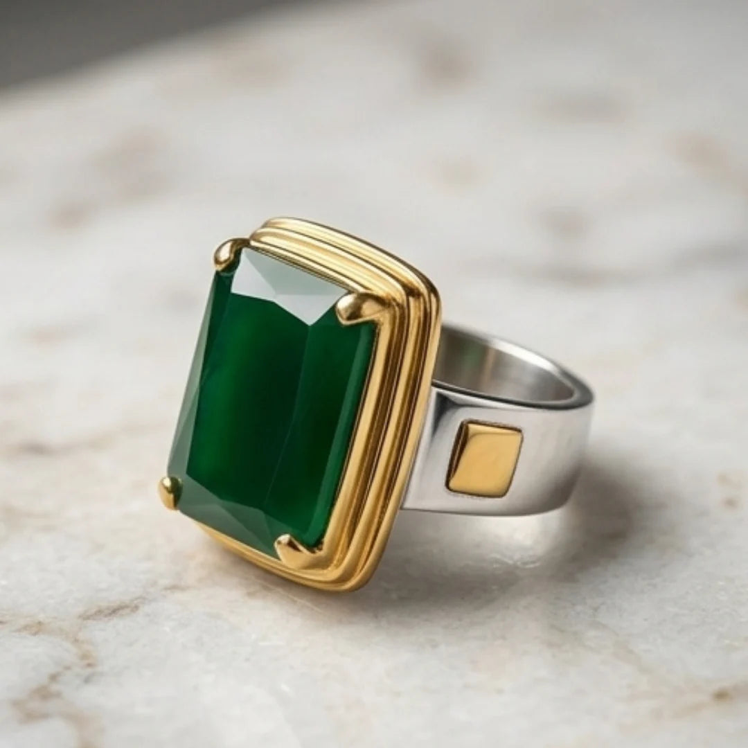 Emerald Ring | Step Cut Zamrud | Italian Style Ring | CODE E-66