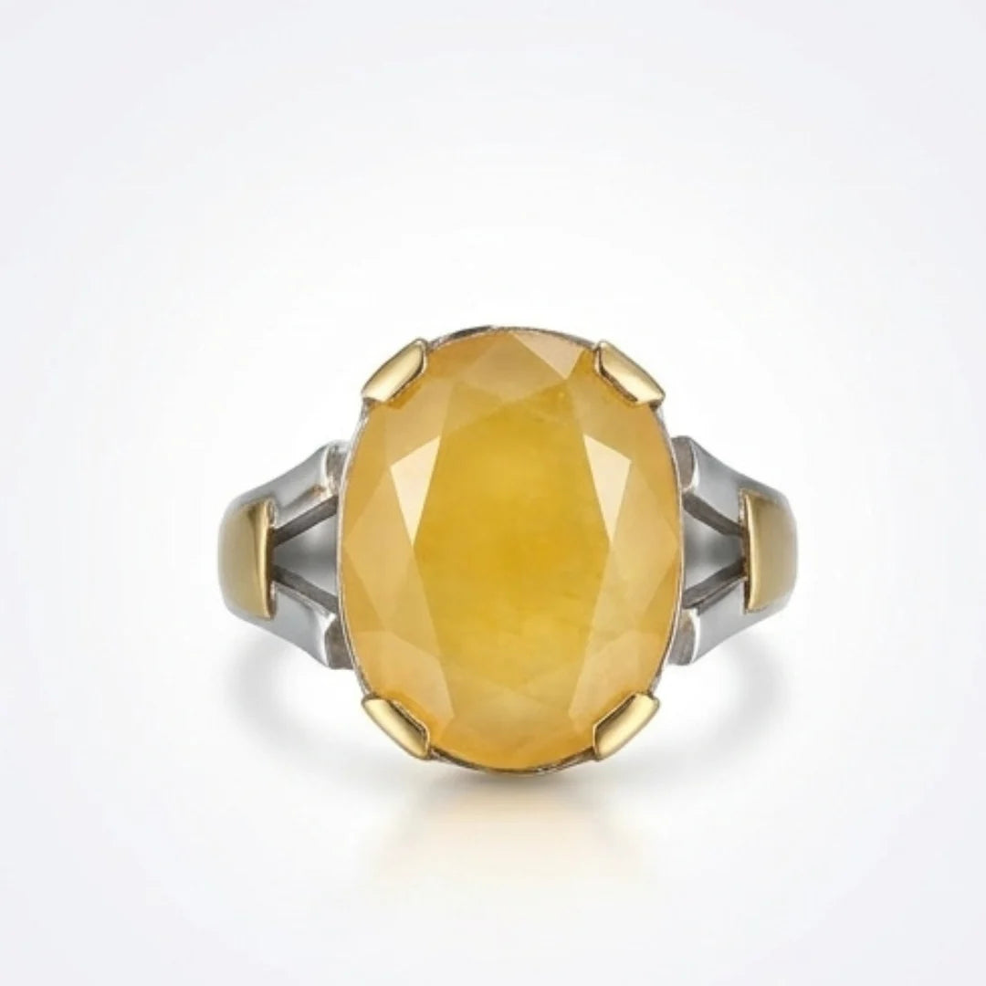 Pukhraj Ring | Turkish Designs | Yellow Sapphire Step Cut | CODE P43